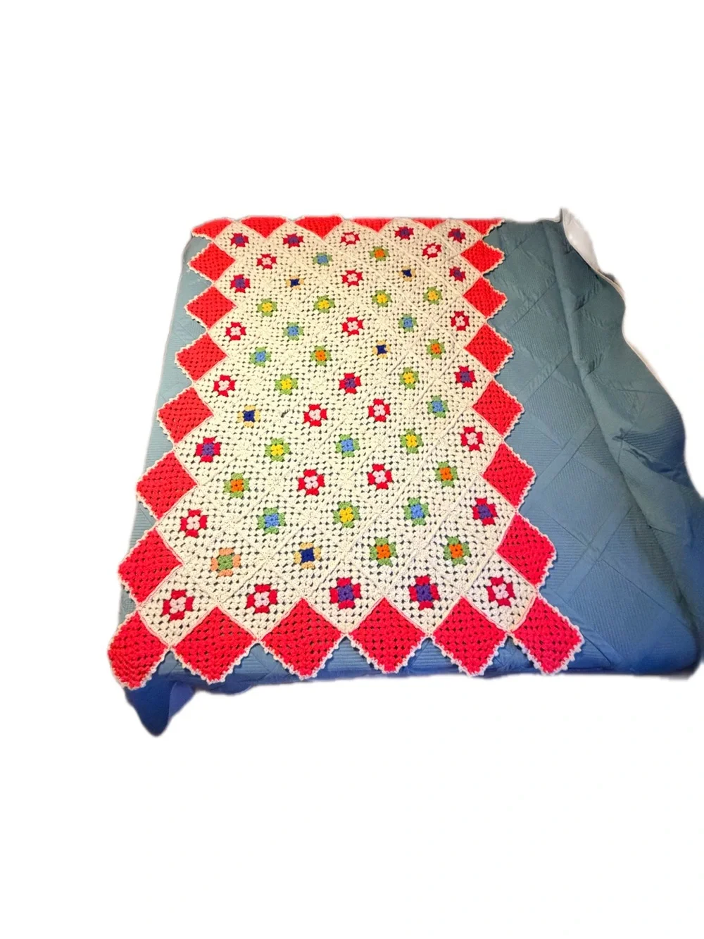 IHandmade Crochet Granny Square Afghan Blanket - Cottagecore Throw 60x45 Vintage